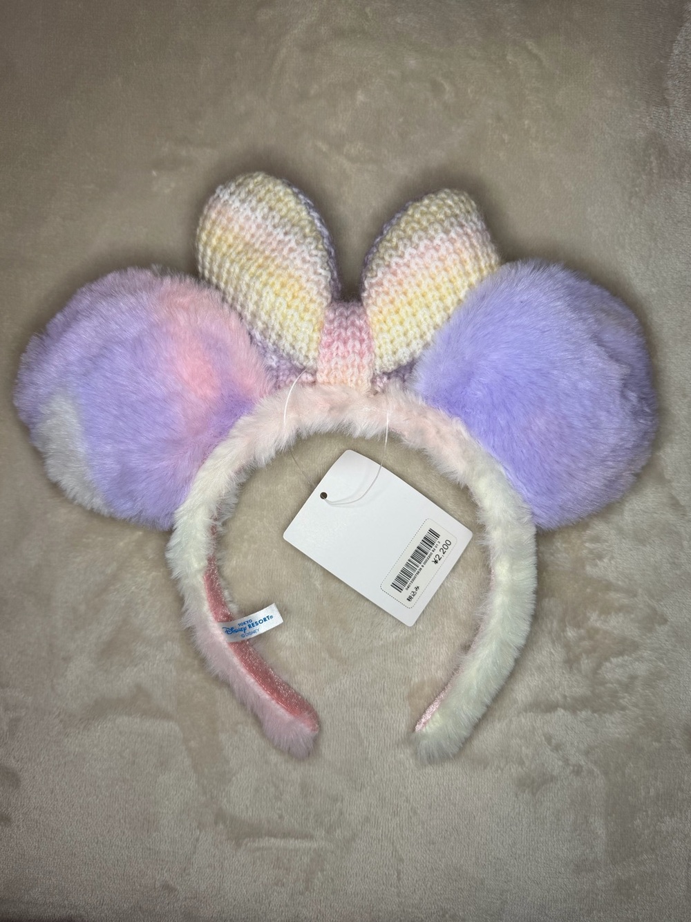 Disney Headband Minnie Ear Knitted Padded Bow Fluffy Ears Tokyo Disney - Picture 4 of 7